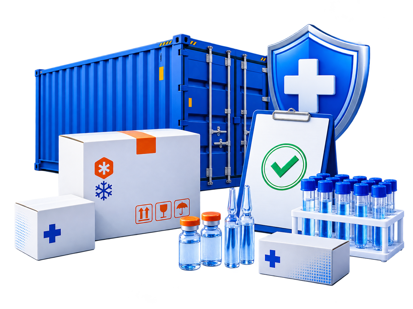 Elemento visual de logística farmacéutica y dispositivos médicos